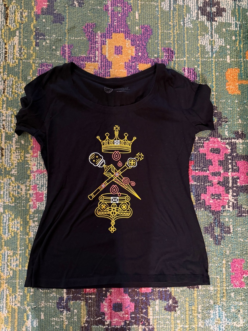 Black Macbeth Scoop Neck Tee - Crown & Sword Design
